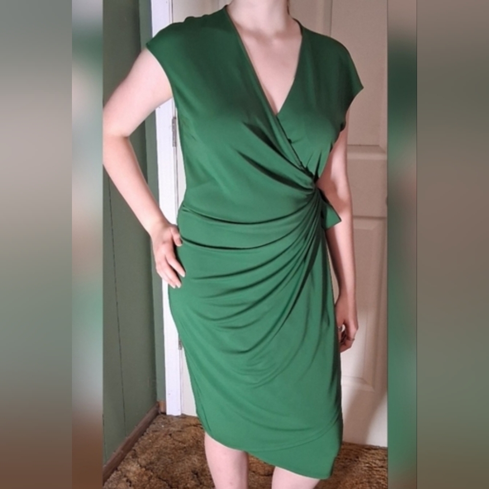 Lark & Ro Asymmetrical Green Dress